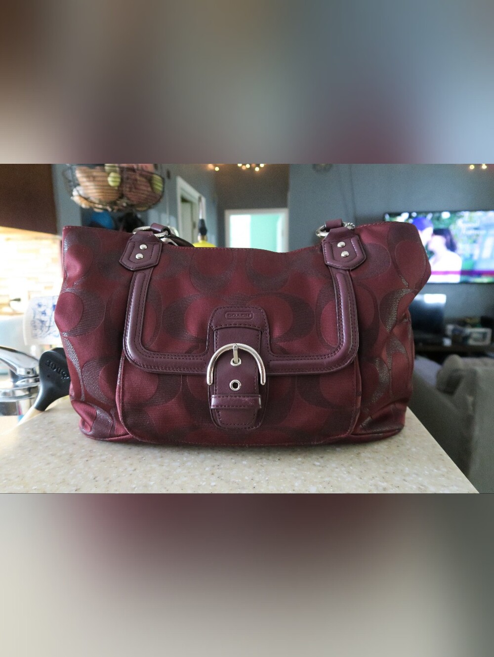 Large Maroon Red Coach Shoulder Bag